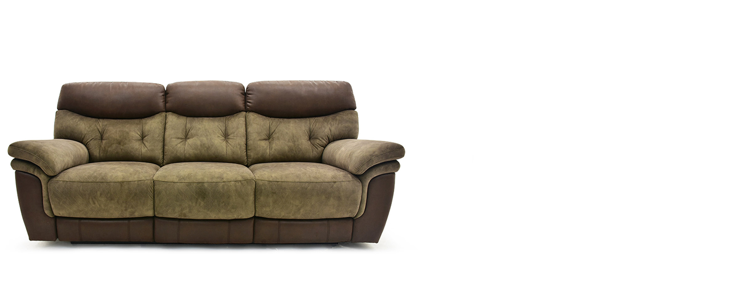 Modern brown leather recliner with ergonomic contouring and patterned cushions