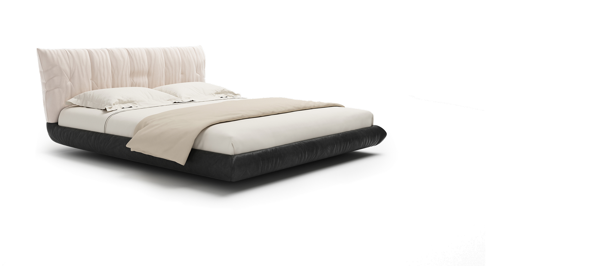 V6 Quoit Bed with curved two-tone headboard