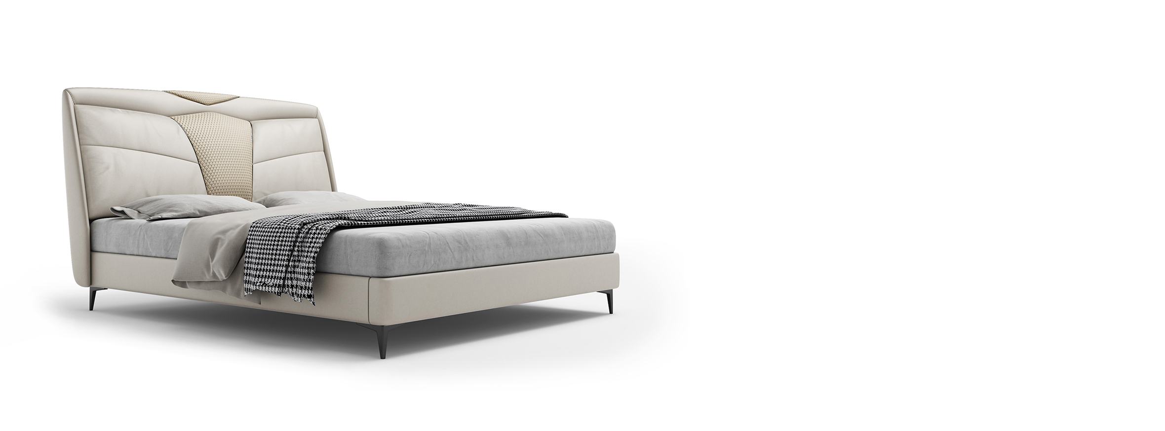 Luxury bedroom sanctuary featuring the Ottis Bed’s tonal harmony and silent support system