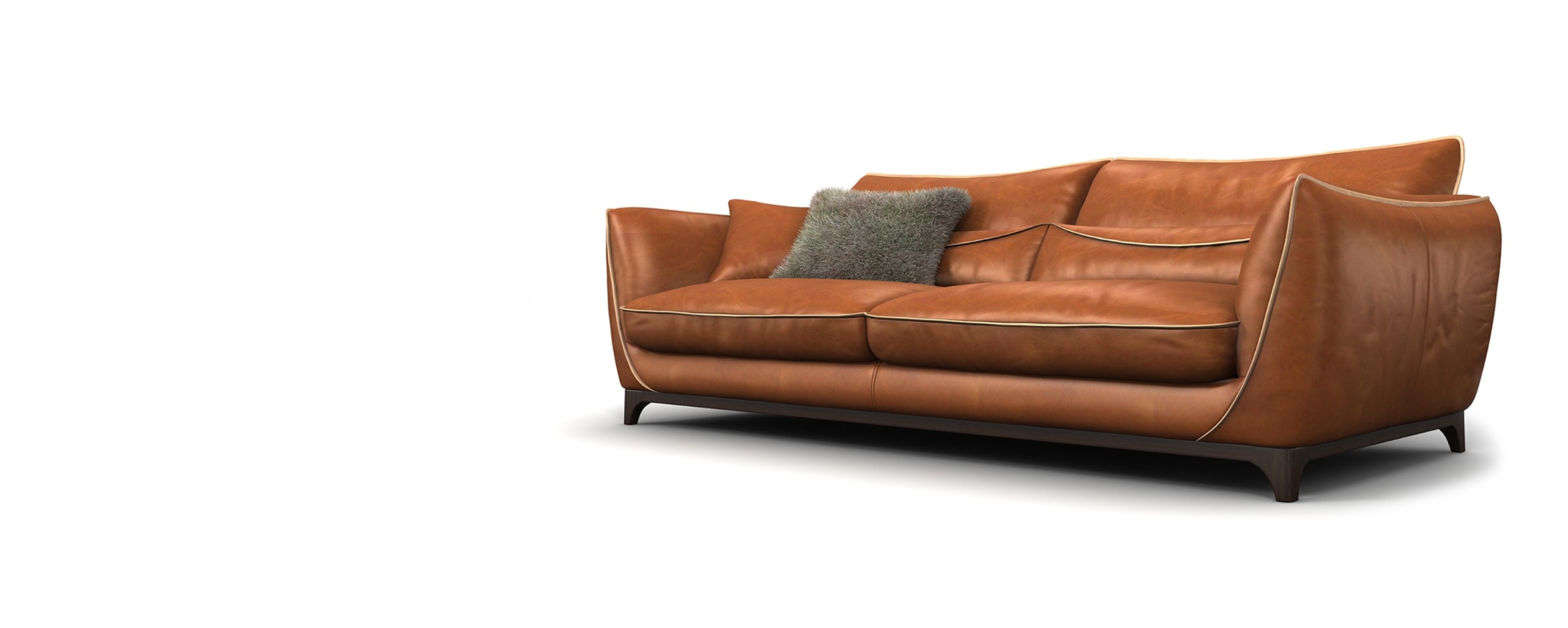 Close-up of precision double stitching and seamless angular-tapered joints