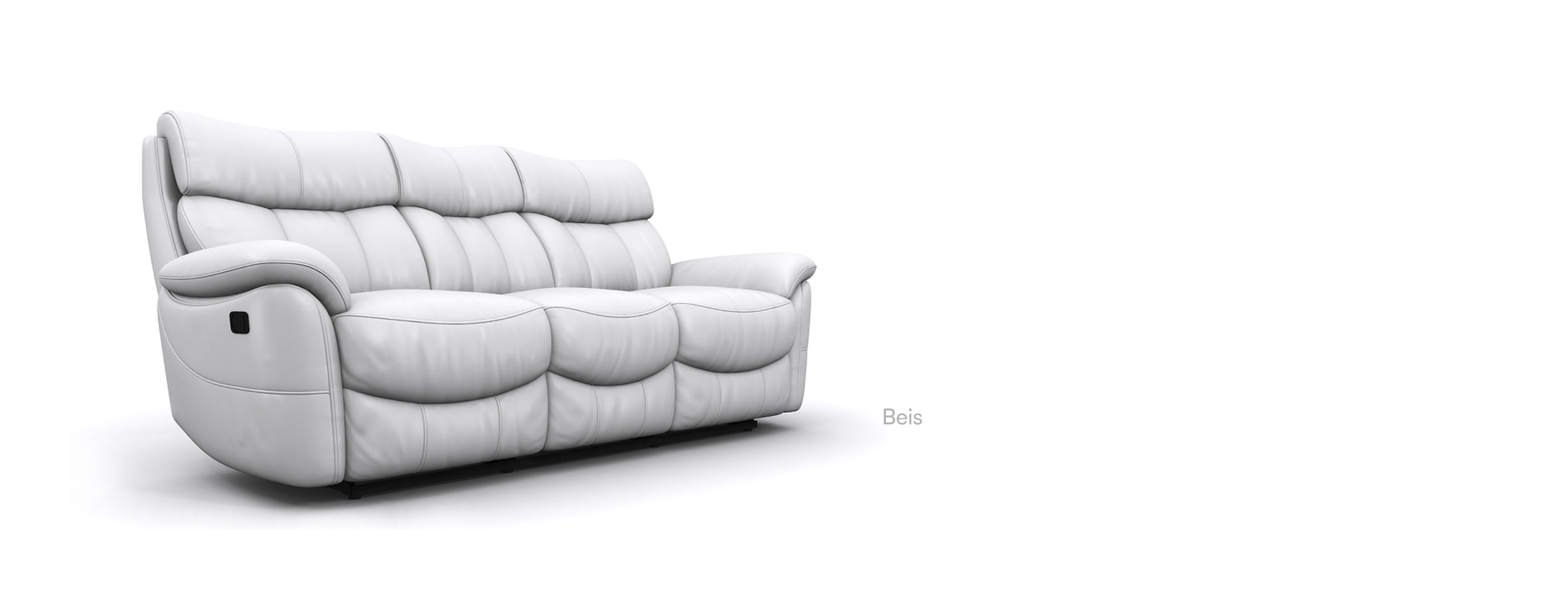 Modern three-seat modular sofa with full-grain leather upholstery and refined leg extensions