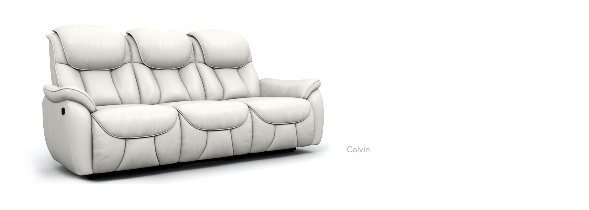 Neutral-toned recliner sofa with clean-line silhouette and industrial elegance